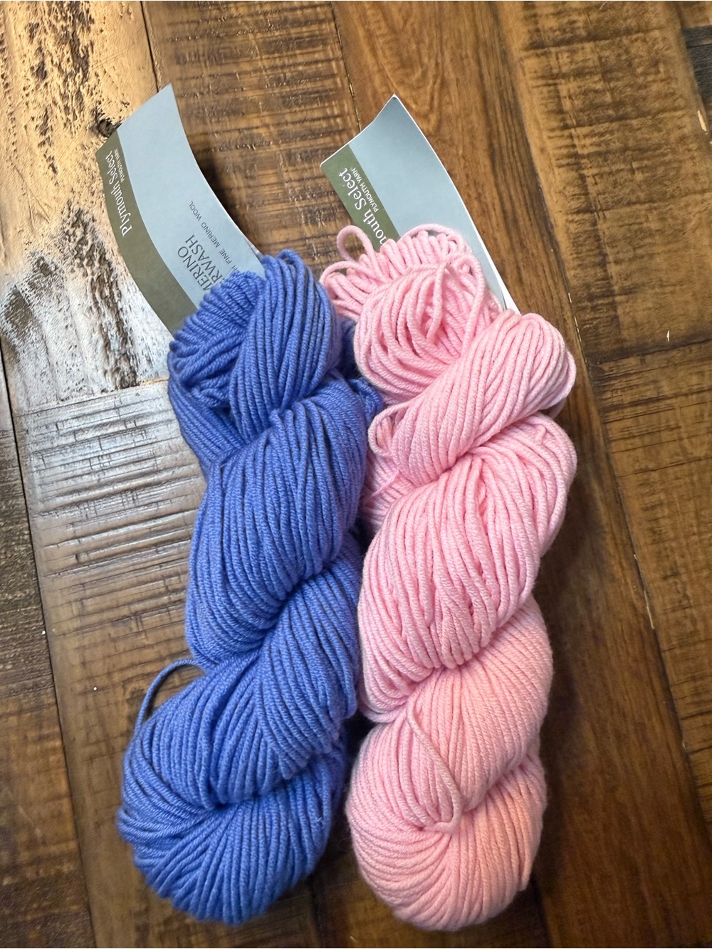 Hand-Dyed Blue & Pink Yarn Skeins by